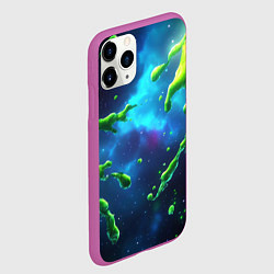 Чехол iPhone 11 Pro матовый Зеленые брызги, цвет: 3D-фиолетовый — фото 2