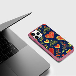 Чехол iPhone 11 Pro матовый Дела сердечные, цвет: 3D-малиновый — фото 2