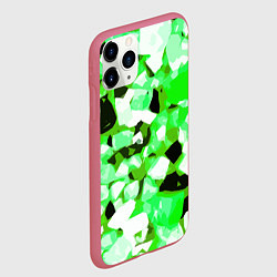 Чехол iPhone 11 Pro матовый Green and white abstraction on a black background, цвет: 3D-малиновый — фото 2