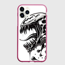 Чехол iPhone 11 Pro матовый Свирепая морда Венома - ядовитая слизь, цвет: 3D-малиновый