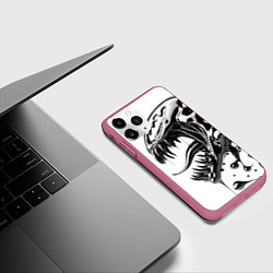 Чехол iPhone 11 Pro матовый Свирепая морда Венома - ядовитая слизь, цвет: 3D-малиновый — фото 2