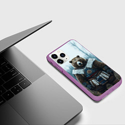 Чехол iPhone 11 Pro матовый Воин русский медведь, цвет: 3D-фиолетовый — фото 2