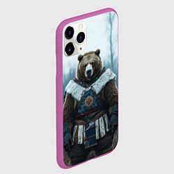 Чехол iPhone 11 Pro матовый Воин русский медведь, цвет: 3D-фиолетовый — фото 2