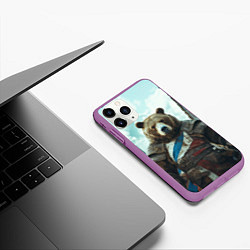 Чехол iPhone 11 Pro матовый Медведь русский воин, цвет: 3D-фиолетовый — фото 2