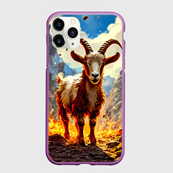 Чехол iPhone 11 Pro матовый Козел в огне, цвет: 3D-фиолетовый
