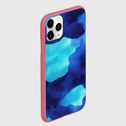 Чехол iPhone 11 Pro матовый Камуфляж в синих оттенках, цвет: 3D-малиновый — фото 2