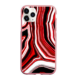 Чехол iPhone 11 Pro матовый Чёрно-красные абстрактные линии на белом фоне, цвет: 3D-баблгам