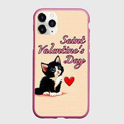 Чехол iPhone 11 Pro матовый Saint Valentines Day, цвет: 3D-малиновый