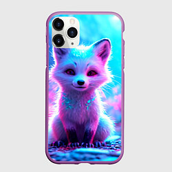 Чехол iPhone 11 Pro матовый Песец в неоновом свете, цвет: 3D-фиолетовый