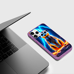 Чехол iPhone 11 Pro матовый Сурикат и удар молнии, цвет: 3D-фиолетовый — фото 2