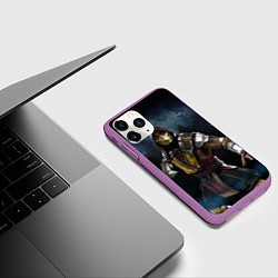 Чехол iPhone 11 Pro матовый Mortal Kombat - Скорпион, цвет: 3D-фиолетовый — фото 2