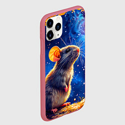 Чехол iPhone 11 Pro матовый Крыса и космическое небо, цвет: 3D-малиновый — фото 2