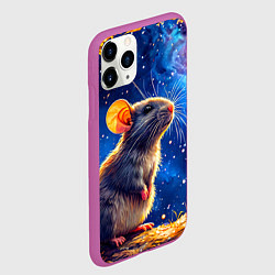 Чехол iPhone 11 Pro матовый Крыса и космическое небо, цвет: 3D-фиолетовый — фото 2