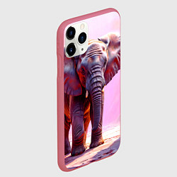 Чехол iPhone 11 Pro матовый Слон в розовом, цвет: 3D-малиновый — фото 2