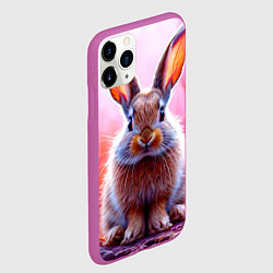 Чехол iPhone 11 Pro матовый Зайчик в розовом, цвет: 3D-фиолетовый — фото 2