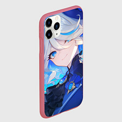 Чехол iPhone 11 Pro матовый Genshin Impact Furina лёгкая улыбка на фоне неба, цвет: 3D-малиновый — фото 2