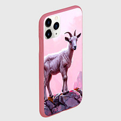 Чехол iPhone 11 Pro матовый Козлик в розовом свете, цвет: 3D-малиновый — фото 2
