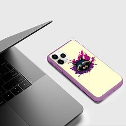 Чехол iPhone 11 Pro матовый Дикий енот, цвет: 3D-фиолетовый — фото 2