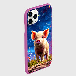 Чехол iPhone 11 Pro матовый Поросенок и звездное небо, цвет: 3D-фиолетовый — фото 2