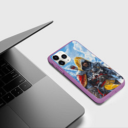 Чехол iPhone 11 Pro матовый Assassins Creed охотник, цвет: 3D-фиолетовый — фото 2