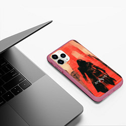 Чехол iPhone 11 Pro матовый Assassins Creed black ninja, цвет: 3D-малиновый — фото 2