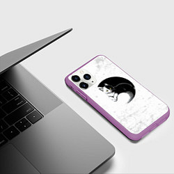 Чехол iPhone 11 Pro матовый Кот инь ян, цвет: 3D-фиолетовый — фото 2
