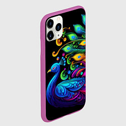 Чехол iPhone 11 Pro матовый Neon peacock - art, цвет: 3D-фиолетовый — фото 2