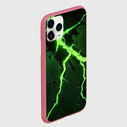 Чехол iPhone 11 Pro матовый Зеленая неоновая молния, цвет: 3D-малиновый — фото 2