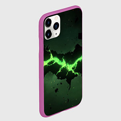 Чехол iPhone 11 Pro матовый Неоновая плита с зеленым разломом, цвет: 3D-фиолетовый — фото 2