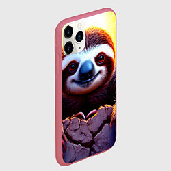 Чехол iPhone 11 Pro матовый Солнечный ленивец, цвет: 3D-малиновый — фото 2