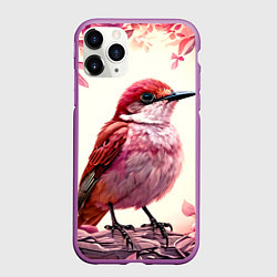 Чехол iPhone 11 Pro матовый Кукушка в розовых цветах, цвет: 3D-фиолетовый