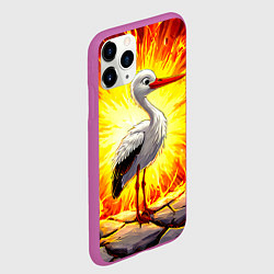 Чехол iPhone 11 Pro матовый Аист в огне, цвет: 3D-фиолетовый — фото 2