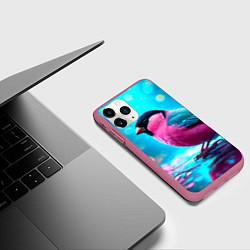Чехол iPhone 11 Pro матовый Розовый снегирь, цвет: 3D-малиновый — фото 2