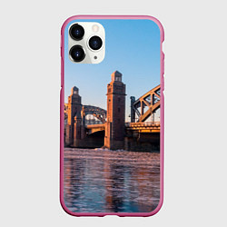 Чехол iPhone 11 Pro матовый Большеохтинский мост в Санкт-Петербурге, цвет: 3D-малиновый