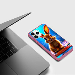 Чехол iPhone 11 Pro матовый Ушастый зайка, цвет: 3D-малиновый — фото 2