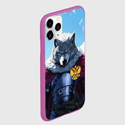 Чехол iPhone 11 Pro матовый Волк русский защитник, цвет: 3D-фиолетовый — фото 2