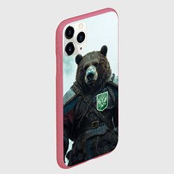 Чехол iPhone 11 Pro матовый Русский медведь хозяин Тайги, цвет: 3D-малиновый — фото 2