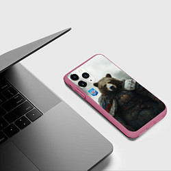 Чехол iPhone 11 Pro матовый Великан Руси медведь, цвет: 3D-малиновый — фото 2