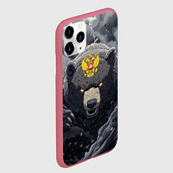 Чехол iPhone 11 Pro матовый Защитник славянских земель - медведь, цвет: 3D-малиновый — фото 2