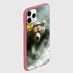 Чехол iPhone 11 Pro матовый Медвежья доблесть, цвет: 3D-малиновый — фото 2