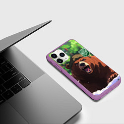 Чехол iPhone 11 Pro матовый Русский медведь патриот, цвет: 3D-фиолетовый — фото 2