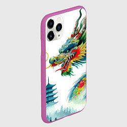 Чехол iPhone 11 Pro матовый Japanese watercolor dragon - art, цвет: 3D-фиолетовый — фото 2