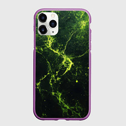 Чехол iPhone 11 Pro матовый Зеленые волокна - текстура, цвет: 3D-фиолетовый