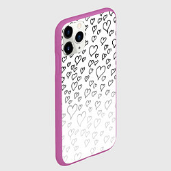 Чехол iPhone 11 Pro матовый Рисованные сердца, цвет: 3D-фиолетовый — фото 2