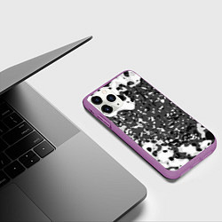 Чехол iPhone 11 Pro матовый Чёрно-белая абстракция, цвет: 3D-фиолетовый — фото 2