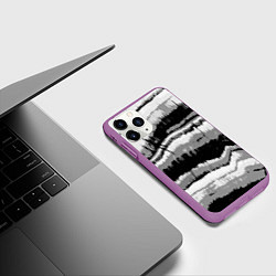 Чехол iPhone 11 Pro матовый Чёрно-белая абстракция, цвет: 3D-фиолетовый — фото 2