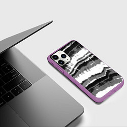 Чехол iPhone 11 Pro матовый Чёрно-белая абстракция, цвет: 3D-фиолетовый — фото 2