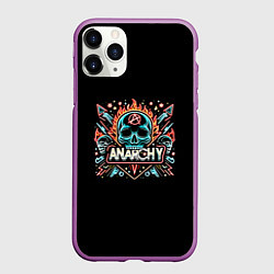 Чехол iPhone 11 Pro матовый Анархия - черепа, цвет: 3D-фиолетовый