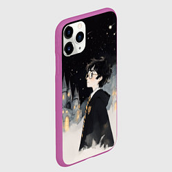 Чехол iPhone 11 Pro матовый Гарри Поттер в черной мантии, цвет: 3D-фиолетовый — фото 2
