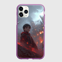 Чехол iPhone 11 Pro матовый Гарри Поттер горящий замок, цвет: 3D-фиолетовый